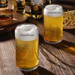 PrimeWorld European 540 ml Can Glasses with Straw Set of 4 Beer Pint Glass. Craft Beer Glass, Pilsner Glasses, Beer Cup. Cocktail Glass Gifts, Beer Cups, Mugs and Beer Glasses for Men