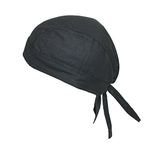 Cotton Solid Unlined Biker Do Rag Cap, Black