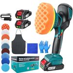 Cordless Car Polisher 6"(150mm Dual Action Buffer Machine with 2×21V 2000mAh Batteries, 13pcs Car Polishing Kit, 6 Variable Speeds 5500RPM, Car Buffer Polisher for Waxing, Detailing & Scratch Removal
