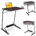 FoldWise Folding Laptop Table for Sofa - Wooden Portable Computer Desk & Overbed Table with Adjustable Height, Tilt Angle, Flat-Folding, Footrest, Cupholder, Tablet Holder & Edge Stopper