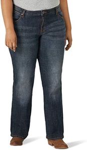 Wrangler Women's Plus Size Instantly Slimming Mid Rise Jeans, Dark Blue, 22 US