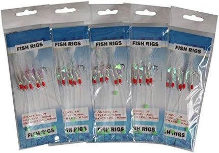 10 Packs Sabiki Rigs Fishing Flasher Lures Bait Rigs Fish Skin, Glow Fishing Beads High Carbon Hooks for Freshwater/Saltwater, 10packs