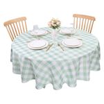 Round Gingham Tablecloths Polyester 60 Inch Diameter, Checkered Table Cloth Antiwrinkle for Home and Party Festive Decorations, Fabric Plaid Tablecloths(Light Green)