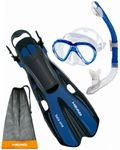 Head Marlin Scuba Snorkeling Mask Fin Snorkel Set w/Bag, BL-LG