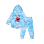 Sesame Street Girls 2 Pack Smile Elmo Hoodie and Jogger Pant Set, Tie Dye Blue, 4T