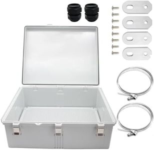HUIXHAO Grey Outdoor Large Junction Box Waterproof Size(510 * 410 * 200mm), Enclosure Two NPT 1” Glands and Adjustable Clamp*2 Wire Case with Outdoor Enclosure Box (20"*16.1"*7.9")