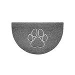 Nicoman Embossed Halfmoon Half Circle Door Mat Dirt-Trapper Jet-Washable Doormat 70x44cm (Grey, PAW Shape) - Use Indoor or Sheltered Outdoor