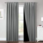 NICETOWN Full Shade Curtain Panels, Pair of Energy Smart & Noise Blocking Out Blackout Drapes for Sliding Glass Door, Thermal Insulated Guest Room Lined Window Dressing (Silver Gray, 52 x 84 inch)