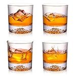 veecom Whiskey Glass, Mountain Whisky Glasses Set of 4, 300ml Crystal Whiskey Glasses, Whisky Glass Gift Set for Men, Glass Tumblers for Cocktails, Gin, Rum, Cognac