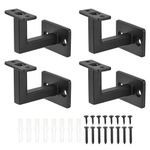 uxcell Black Fixed Swivel Hand Rail Brackets Adjustable Square Hand Rail Brackets for Staircase Stair (6pcs)