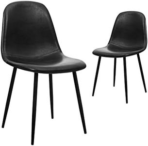 CangLong Pack de 2 Cuero, Diseño Nórdico, Comedor Ergonómicas y Versátiles, Sillas Cocina Elegantes, Negro, sintético, Metal, 2 Unidades