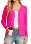 GRECERELLE Womens Lightweight Open Front Cardigan Sweater Button Down Long Sleeve Casual Knit Tops Shrugs for Women Hot Pink-L