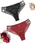 Avidlove Women Sexy Panties Lace Glitter Panty Cheeky Bikini Underwear 2 Pack XXL