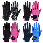 AFE Kids Gloves For Girls Boys Unisex Horse Riding Gloves Outdoor Gloves Sports Gloves Cycling Gloves For Children Black Blue Pink Star Design (Black, Medium (8-10))