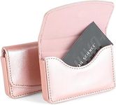 2 Pack Rose Gold Magnetic Business Card Holders Wallet Case for Women and Office, 2.75 x 4.15 in.