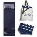 Atvi.fit Pure cotton anti-skid, machine wash yoga mat. 73inches x 24inches, 5mm thickness (Dark Blue)