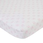 NoJo Serendipity - Pink Elephant Print 100% Cotton Fitted Crib Sheet, White, Pink