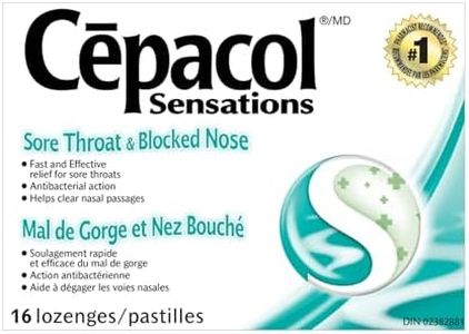 Cepacol Sensations Sore Throat and Blocked Nose, Sore Throat lozenges 16 count