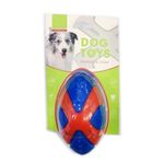 THE DDS STORE Pet Puppy Dog Squeaky Chew Toys for Aggressive Chewers Dental Teething Cleaning [Non-Toxic Soft Natural Rubber], Cute Cross Design Rugby Ball Design -13.Cm (Cross Design Rugby Ball) (Color May Vary)