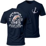 Dad Shirt for Men Christian Fishing Tees Father's Day Tshirt Papa Birthday Gift Short Sleeve Top, Navy Blue, Small