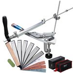 CWOVRS Knife Sharpening Kit, RUIXIN PRO RX-008 Knife Sharpener, 360 Flip Knife Sharpening System, Rotation Fixed-Angle, Kitchen Chef Knife Sharpener Kit with 10 Stones + 1 Leather +1 Paste