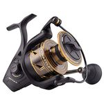 PENN Battle III Spinning, Fishing Reel, Spinning Reels, Sea - Inshore Fishing, Rugged, Saltwater Spin Reel for Lure and Bait Fishing - Bass, Pollack, Cod, Mackerel, Wrasse, Unisex, Black Gold, 8000