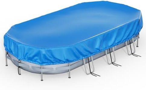 Feelife 20’ x 12’ Oval Pool Cover for Above Ground Pools, Built-in Elastic & 8 Integrated Cords, Easy 20s Setup, Above Ground Swimming Pool Cover Fits 20’ x12’ & 18’x9’ Pools