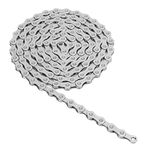 Bike Chain, Manganese Steel 12 Speed Bike Chain Lightweight Hollow 126 Link Mud Removal Cycling Chain for Road Mountain Bike (Silver)