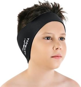 AqtivAqua Swimming Headband Swim Ear Band Protection Cover Swim Headband for Kids Adults Men Women Toddlers Ear Plugs in (Color: Black, Size: Medium)