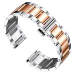 BINLUN Thick Stainless Steel Watch Band Metal Heavy Polished Matte Brushed Finish Watch Strap Replacement for Men Women 16mm/18mm/20mm/21mm/22mm/23mm/24mm/26mm, Polished Silver and Rose Gold, 24MM, Heavy