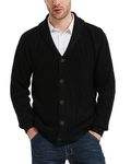 KALLSPIN Men's Wool Blend Shawl Collar Cardigan Sweater Button Down Knitwear with Pockets(Black, X-Large)