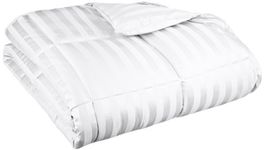 All Season Luxurious Wide Stripes Down Alternative King Comforter, White