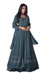 RUDRAPRAYAG Georgette and Santoon Anarkali Gown for Women | Semi Stitched Maxi Anarkali Gown for Women 2023 | Gown in Clothing & Accessories Rama