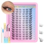 ALICE Natural Lash Cluster Kit Left & Right DIY Lash Extension Kit Wispy Fox Eye Eyelash Extension Kit 84pcs 3D C Curl Eyelash Clusters with Lash Glue Bond and Seal Self Application at Home