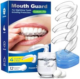 D&D EVA Mouth Guard for Grinding Teeth at Night, Night Guards for Teeth Grinding, 4 Pack Reusable Mouth Guard for Clenching Teeth at Night with 12 Cleaning Tablets