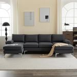 FURNY Hollisteroy 6 Seater Fabric U Shaped Sectional Sofa Set (Dark Grey)