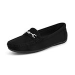 DREAM PAIRS Loafers for Women Ladies Moccasins Slip-on Comfy Walking School Shoes Flats Nurse Driving Shoes,SDLS2205W-NEW-E,Black-Suede,4.5 UK/37 (EUR)