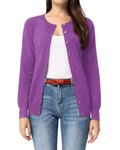 GRACE KARIN Cardigan for Women Long Sleeve Button Down Cardigan Sweaters Lightweight Knit Cropped Cardigan Rose Purple M