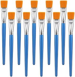 Prasacco 10 Pcs Flat Paint Brushes for Acrylic Painting, 1 Inch Art Paint Brushes Artist Painting Brush for Acrylic Watercolor Oil Detail Painting