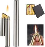 Lighter Metal Creative Cool Lighter Storm Lighter Jet Flame, gas free Cool lighter storm lighter jet Flame gas free，Kerosene lighter Men's Gift with Gift Box(Silver) candle lighter