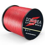 Dorisea Extreme Braid 100% Pe Braided Fishing Line 109Yards-2187Yards 6-300Lb Test Red (300m/328Yards 60lb/0.40mm)