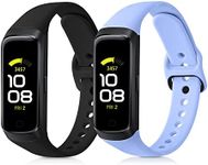 kwmobile Straps Compatible with Samsung Galaxy Fit (SM-R370) Straps - 2x Replacement Silicone Watch Bands - Light Blue/Black