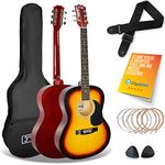 3rd Avenue Full Size 4/4 Acoustic Guitar Steel String Pack Bundle for Beginners - 6 Months FREE Lessons, Bag, Picks and Spare Strings - Sunburst