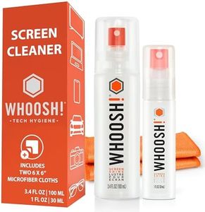 WHOOSH! Laptop Screen Cleaner Spray and Wipe - 3.4 + 1 fl oz + 2 Microfiber Cloths - Duo with Large & Travel Size Bottles for Eyeglass Cleaner, Car Screen & Phone Cleaner - iPhone Cleaning Kit