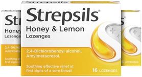 Strepsils Honey and Lemon , 16 Throat Lozenges X 3, 48 Total, Sore Throat Relief, Soothes Throat, Relieves Throat Irritation, Fast Acting, Effective Relief, Sore Throat, Medication