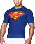 GYM GALA Men's Short Sleeve Super Hero Casual and Sports t Shirt Compression Shirt, Blue, Small