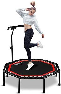 ONETWOFIT 51" Silent Trampoline with Adjustable Handle Bar, Fitness Trampoline Bungee Rebounder Jumping Cardio Trainer Workout for Adults OT104