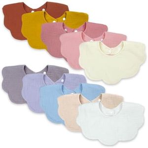 DOSMINE Baby Bibs Muslin Bibs for Baby Girl Boy for Drooling and Teething 10 Pack