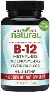 Why Not Natural Vitamin B12 5000 mcg Supplement with Methylcobalamin, Adenosylcobalamin and Hydroxy B12 Complex with Methylfolate 1000 mcg, L-5-MTHF, Made with Organic Spirulina