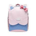 StarAndDaisy Kids Cute Kitty Backpacks/Back Packs for Boys & Girls, Ultralight & Stylish Waterproof School/Travel/Picnic Cat Face Bags for Children (Blue & Pink)